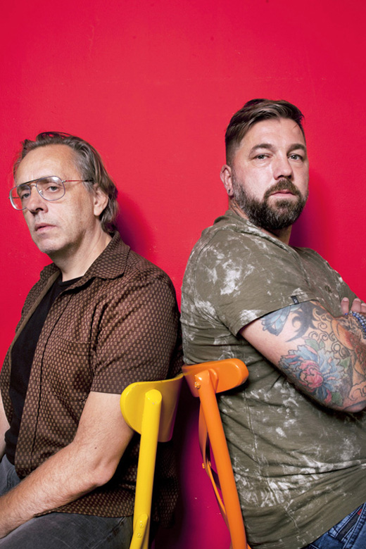 Nederland, Arnhem, 14 september 2018
Schrijver Marcel van Roosmalen en voormalig voetballer Theo Janssen
Marcel schreef een boek over Theo: 'Op pad met de dikke prins'.
foto/copyright: Martijn van de Griendt/Hollandse Hoogte